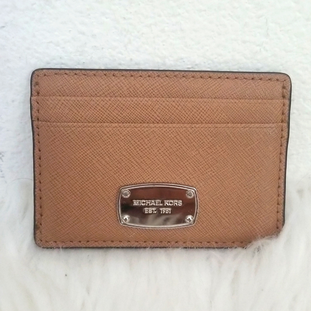 MICHAEL MICHAEL KORS Jet Set Card Holder Saffiano Leather Tan - Picture 2 of 5